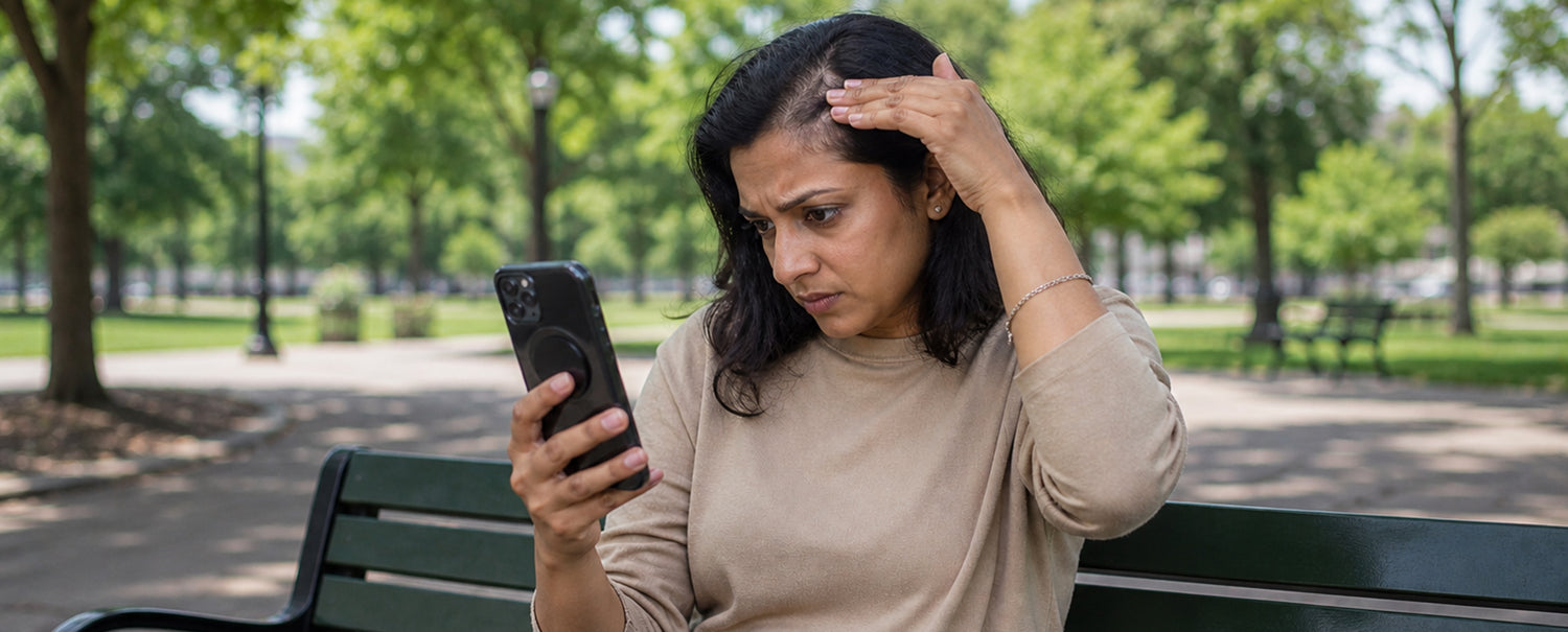 Woman experiencing hair thinning